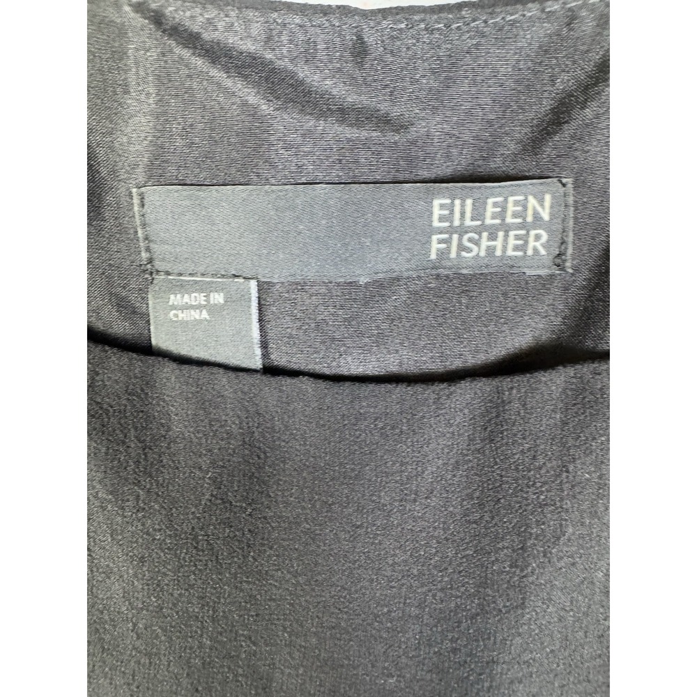 Eileen Fisher Dress Medium Black Tiered Lagenlook Minimalist Soft Boho - Picture 4 of 9